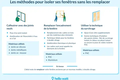 Calfeutrer une baie vitrée avec des joints neufs pour améliorer l'étanchéité. Illustration de méthodes pour isoler les fenêtres.